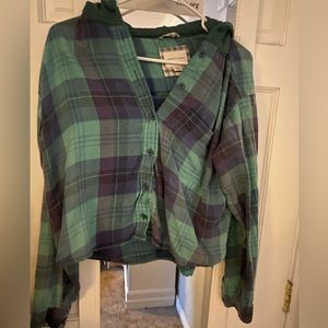 American Eagle cropped hoodie/flannel.